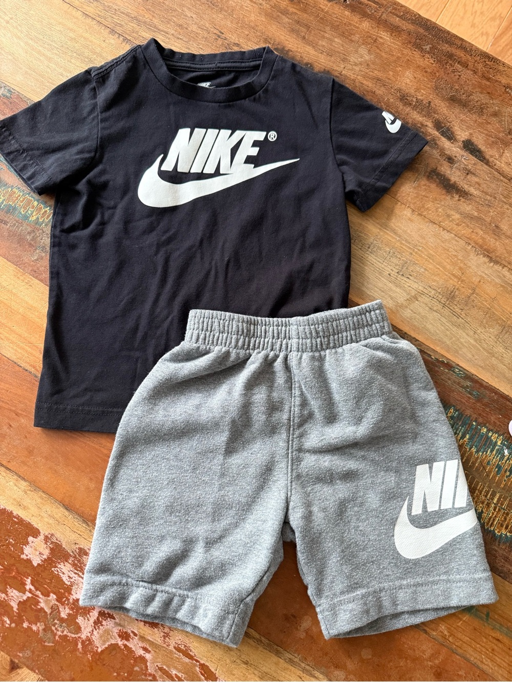 Nike Black Tee and Gray Logo Shorts Kids Set